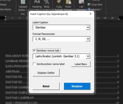 Fitur Pembuatan Caption dan Daftar di Microsoft Word Otomatis